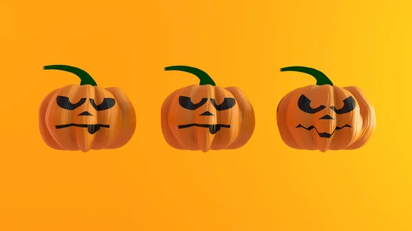 Fundo Abóbora Halloween Laranja Com Caras Engraçadas — Fotografia de Stock