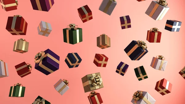 Regalos Navidad Fondo Con Caída Cajas Regalo — Foto de Stock