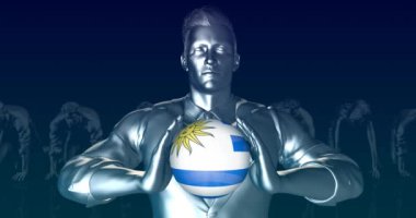 Küresel Küre Olarak Uruguay Bayrağını Tutan Adam