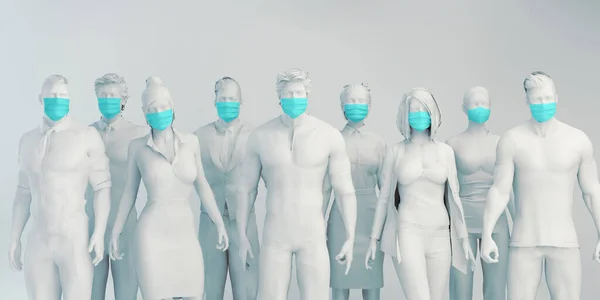 Människor Bär Ansiktsmask För Att Skydda Mot Covid — Stockfoto
