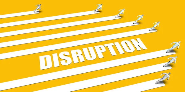Disruptionskonzept Mit Geschäftsleuten Die Auf Gelb Laufen — Stockfoto