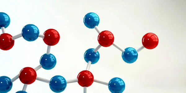 Streszczenie Kontekst Projektu Molekuł Kolorze Niebieskim Czerwonym — Zdjęcie stockowe