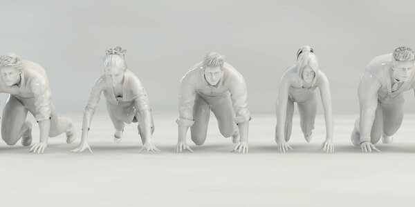 Motivated Team of Business Professionals Working Together