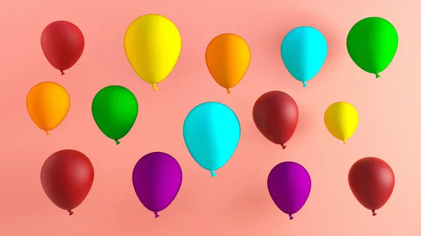 Balões Coloridos Bandeira Aniversário Com Espaço Vazio — Fotografia de Stock