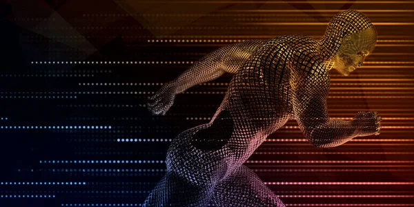 Running Man Technology Digitalt Koncept För Studier — Stockfoto