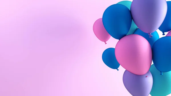 Kleurrijke Ballonnen Voor Gelukkige Verjaardag Begroeting Indoor — Stockfoto