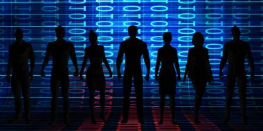 İş Adamları Silueti Birlikte Duran Teknoloji Başarı Konsepti