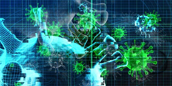 Virología Estudio Del Concepto Ciencia Virus Antecedentes — Foto de Stock