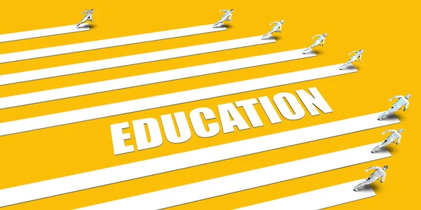 Education Concept Business People Running Yellow — Stock Photo, Image