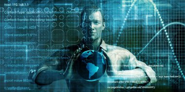 Gelecekteki Etkileşimli Ekran ve Gelişmiş İş Araçları Konsepti