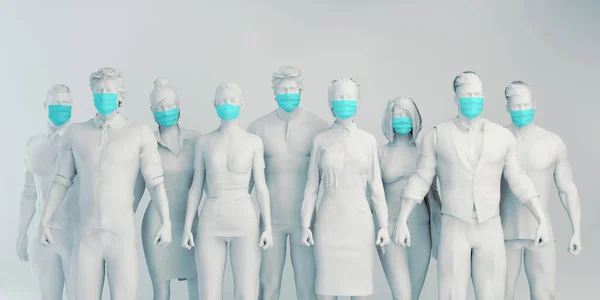 Деловые Люди Медицинских Масках Предотвращения Распространения Вируса — стоковое фото