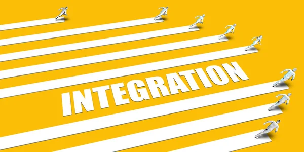 Integrációs Koncepció Sárgán Közlekedő Üzletemberekkel — Stock Fotó