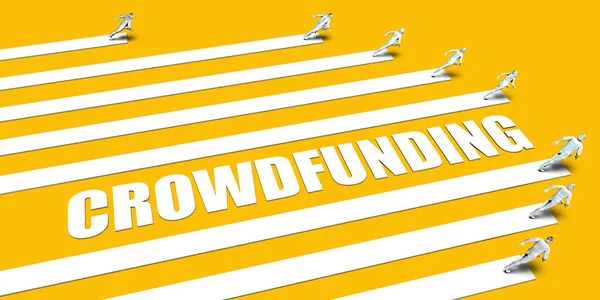 Concetto Crowdfunding Con Uomini Affari Che Corrono Sul Giallo — Foto Stock