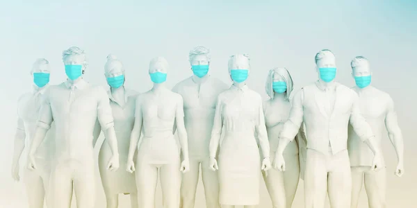 Trabajadores Salud Que Usan Máscara Quirúrgica Industria Salud —  Fotos de Stock