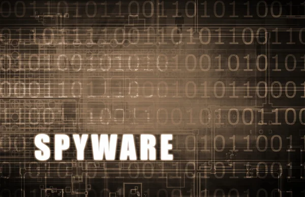 Spyware auf einem digitalen Binärprogramm — Stockfoto