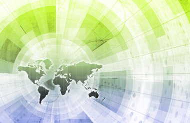 World map on bright abstract background