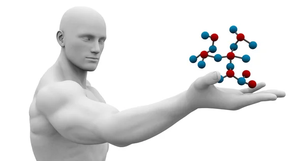 Man holding molecular compound — Φωτογραφία Αρχείου