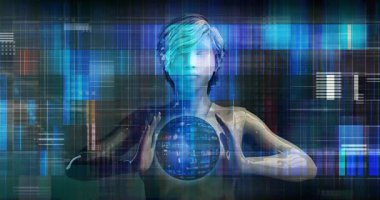 Holografik Kullanıcı Arayüzü Kullanan Adam ile Etkileşimli Tecrübe