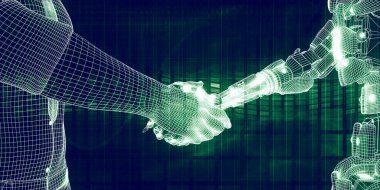Bağlı Zeka İnsan Makinesi El sıkışması Konseptiyle Sembolize Edildi