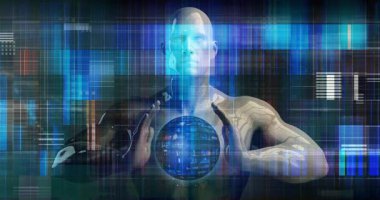 Holografik Kullanıcı Arayüzü Kullanan Adam ile Etkileşimli Tecrübe