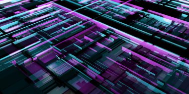 Modern Siber elementlerle Teknolojik Şebeke ve Dijital Arkaplan