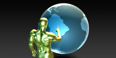 Businessman Pointing at South America  clipart