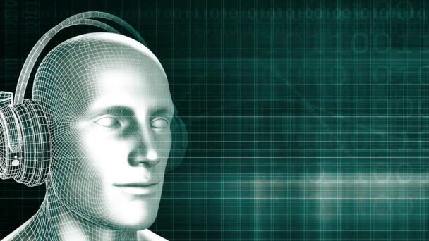 Homme portant des écouteurs sur un fond abstrait 