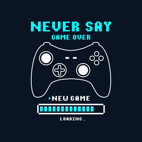 Design Trička Joysticks Gamepad Textem Pixelů Sloganem Typografie Tee Shirt — Stockový vektor