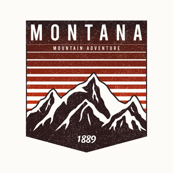 Shirt Montana State Design Avec Montagnes Slogan Graphiques Typographiques Pour — Image vectorielle