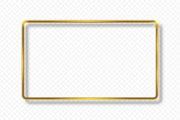 Golden Rectangle Frame Transparent Background Shadow Gold Geometric Rectangular Border — Stock Vector