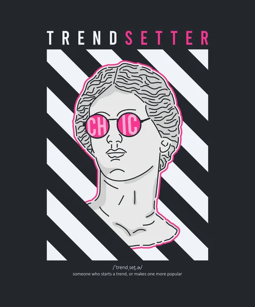 Antike Statue Rosa Sonnenbrille Mit Slogan Für Shirt Design Typografie — Stockvektor