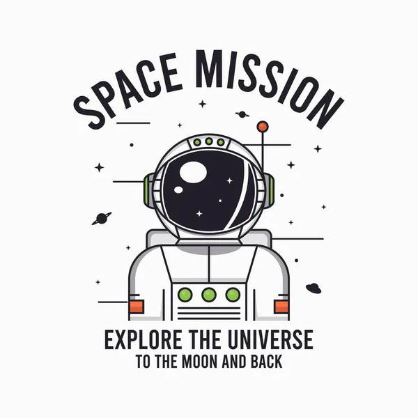 Astronauta Espacio Diseño Para Camiseta Con Eslogan Gráficos Tipográficos Para — Archivo Imágenes Vectoriales