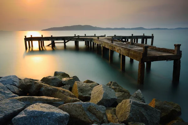 Old harbor at sunrise — Stock Photo, Image