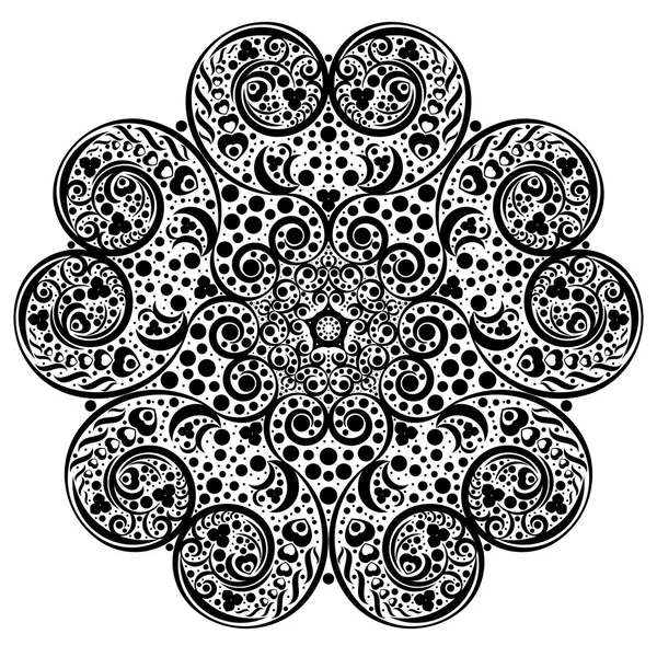 Mandala bianco e nero, ornamento etnico tribale, modello arabo indiano islamico . — Vettoriale Stock