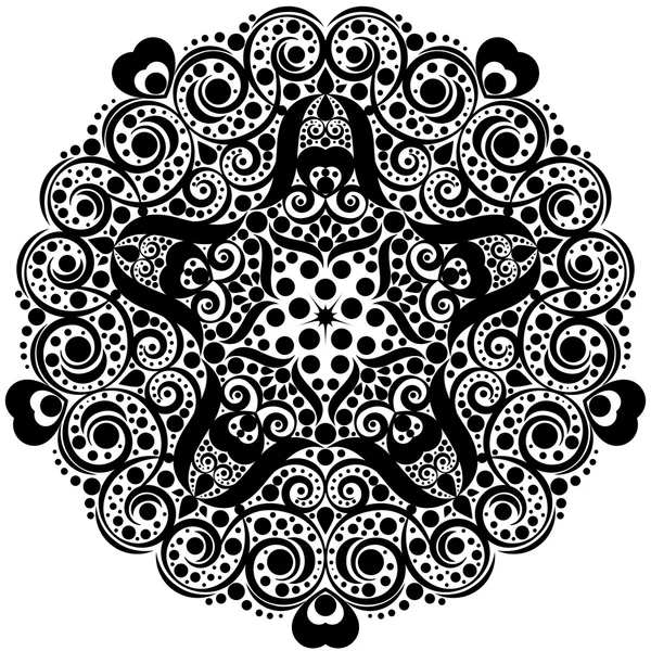 Черно-белая мандала, племенной этнический орнамент, ислам арабского индийского образца . — стоковый вектор