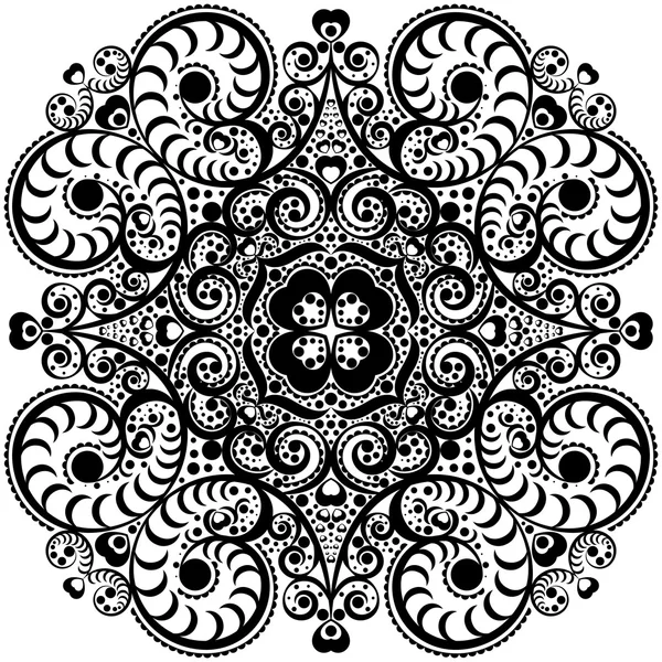 Mandala blanco y negro, ornamento étnico tribal, patrón indio árabe islámico . — Archivo Imágenes Vectoriales