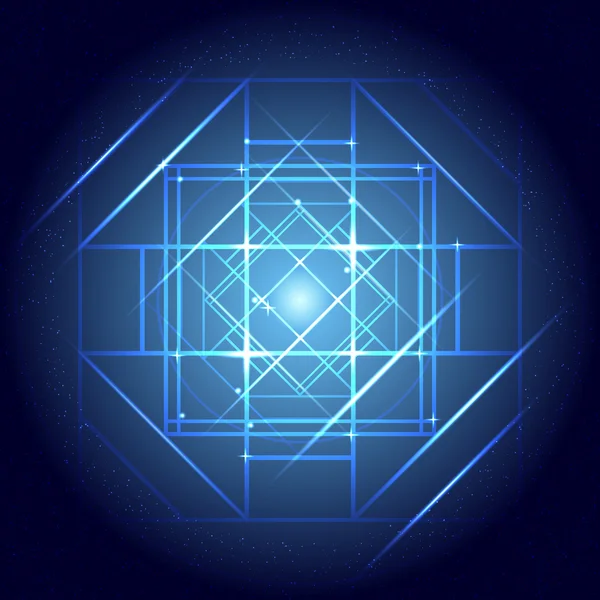 Fondo mandala - mandala geométrica azul sobre un fondo negro . — Archivo Imágenes Vectoriales