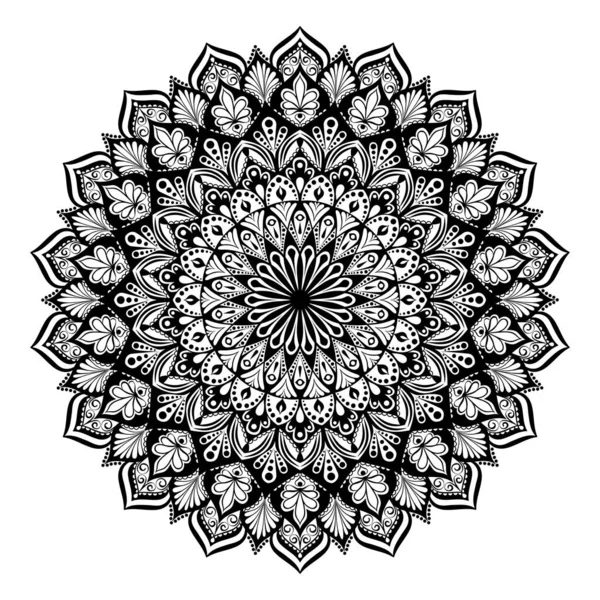 Patrón Encaje Redondo Blanco Negro Mandala Elementos Decorativos Étnicos Islam — Archivo Imágenes Vectoriales