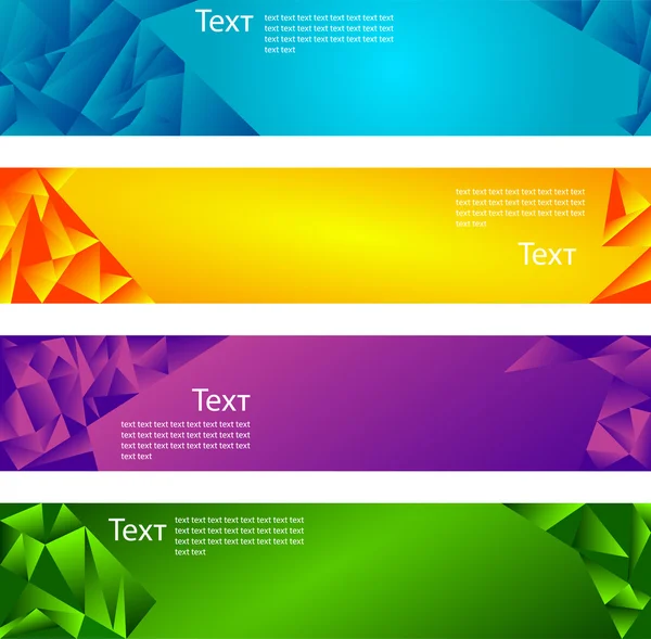Ensemble de 4 bannières horizontales colorées et lumineuses en mosaïque . — Image vectorielle