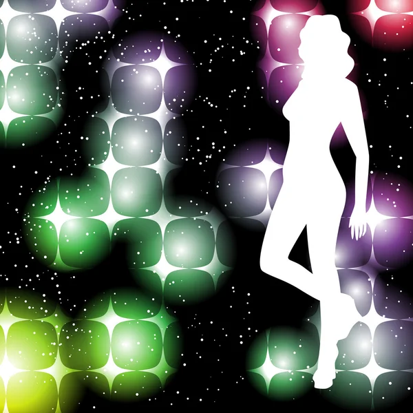 Fondo abstracto, silueta de una chica en una fiesta . — Vector de stock