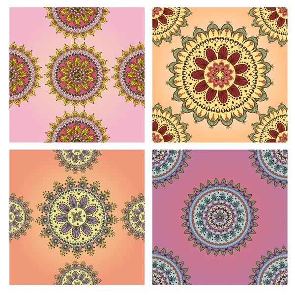 Set of seamless patterns mandala. — Stock Vector