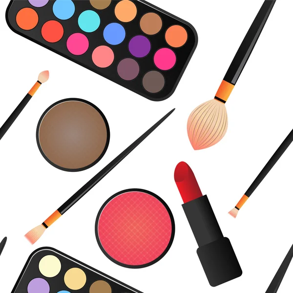 Maquillaje y cosméticos sin costuras — Vector de stock