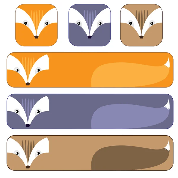 Dessins animés animaux plats buttos et bannières horizontales ensemble — Image vectorielle