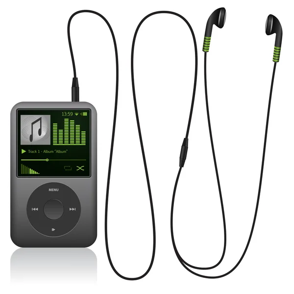 Realistischer mp3-Player auf weißem Hintergrund. — Stockvektor