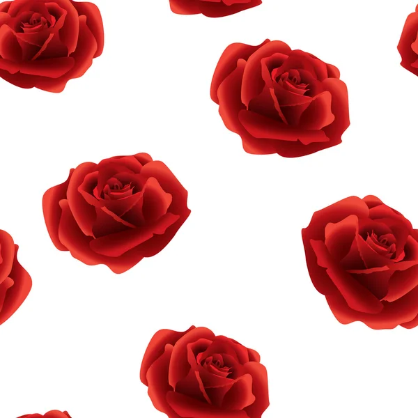在白色背景上的红色玫瑰无缝模式 . — 图库矢量图片