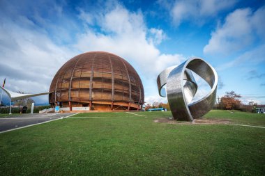 Geneva, Switzerland - December 02, 2019: CERN - European Organization for Nuclear Research - Globe of Science and Innovation - Geneva, Switzerland clipart