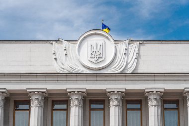 Kiev, Ukrayna - 09 Ağustos 2019: Ukraynalı Verkhovna Rada veya Ukrayna Yüksek Konseyi, Ukrayna Parlamentosu - Kiev, Ukrayna
