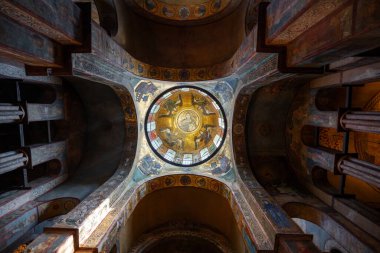 Kiev, Ukrayna - 14 Ağustos 2019: Saint Sophia Katedrali 'nin tavanı - Kiev, Ukrayna