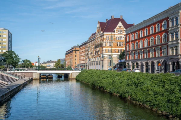 Vista Sul Canale Malmo Vecchi Edifici Malmo Svezia — Foto Stock