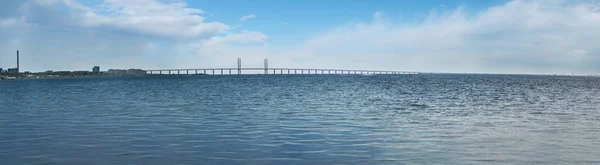 Vista Panorámica Del Puente Oresund Que Conecta Dinamarca Suecia Malmo — Foto de Stock
